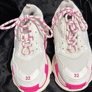 Balenciaga Triple S White and Pink Sneakers -Size 32/US 1